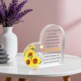 LSVGSAK Inspirational Gifts for Women Motivational Acrylic Block Friends Besties Daughter Sister Birthday Christmas Heart Office Desk Sign Accessories Tabletop Decorative Sign Stocking Stuffers