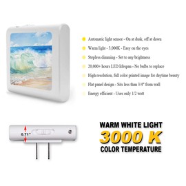 Plug in Dimmable LED Night Light with Dusk to Dawn Auto Sensor, Adjustable Brightness, Warm Light, Auto On/Off Nightlight for Bathroom, Hallway, Nursery, Bedrooms - Beach Painting