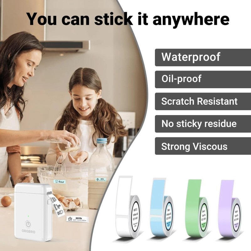 ORGBRO Label Maker Machine with Tape, X1 Portable Bluetooth Mini