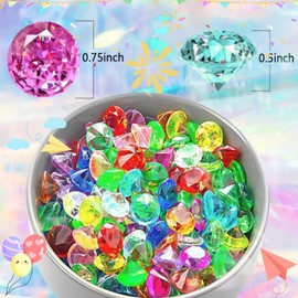 250 PCS Decorative Acrylic Diamonds Gems 0.75 Inch Colored Jewels Treasure Gemstones for Wedding Centerpieces,Party Decorations,Table Scatters,Home Vase Fillers,Birthday,Diving Pool Jewelry