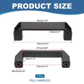 PATIKIL Plastic Pull Handles 120 mm Hole Spacing, Pack of 2 Square Drawer Handles, Kitchen Fittings for Luggage, Mechanical Equipment Door, Cabinet Handle, Black