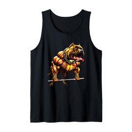 Muscular Pitbull Powerlifting Beast Gym Animal Strength Tank Top