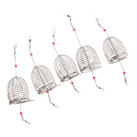 BIUDECO 5 Pcs Stainless Steel Bait Cages Fishing Lure Feeder Holder Lure Cage Bait Trap Basket for Smelt Eels Crab Lobster