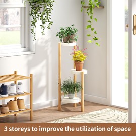 FILWH Plant Stand Indoor Outdoor Plant Rack 3 Tier 3 Potted Flower Holder Ladder Plant Stands for Balcony Window Living Room Garden Patio White