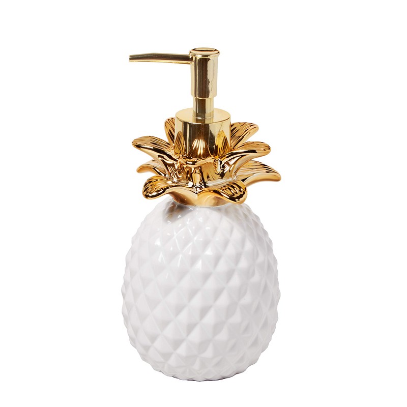 SKL Home Gilded Pineapple Ceramic Soap/Lotion Dispenser, 14 Oz. Capacity,