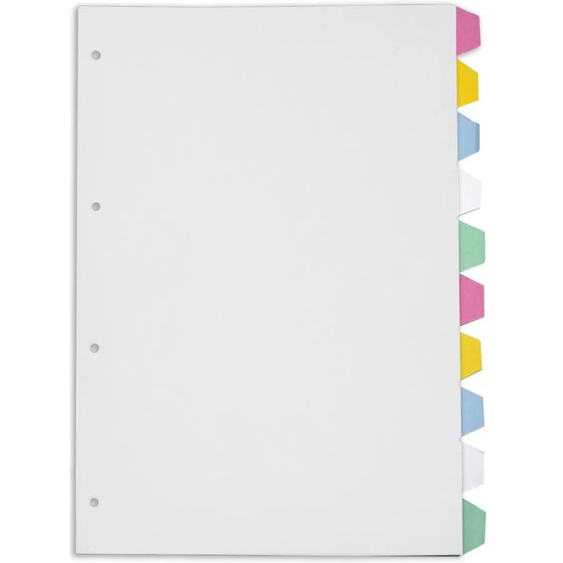 A4 Index Dividers 10 Part Subject Folder Cards Ring Binder