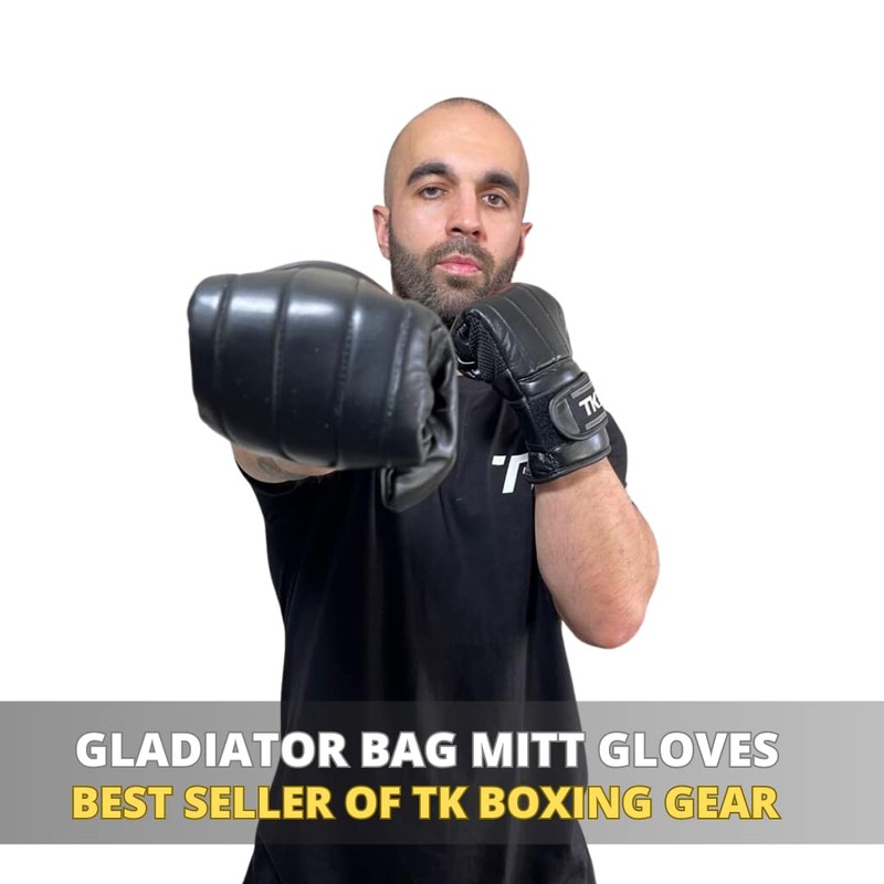 TK Boxing Gladiators - Bag Mitt Gloves (Black, L)