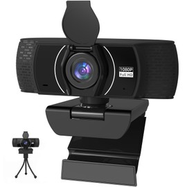 Full HD Webcam for PC 1080P with Microphone,Computer Webcam 110° Field of View Streaming Camera with Cover Tripod Auto Light Correction Webcams for Zoom,Video Call, Skype,Teams