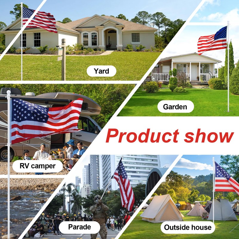 Heavy Duty Ground Flag Pole Kit with 3x5 US Flag