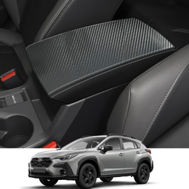 Rifoda Center Console Armrest Cover Suitable for 2024 Subaru Crosstrek Impreza Scratch Resistance Armrest Box Microfiber Leather Cover(Carbon Fiber with Black Leather)