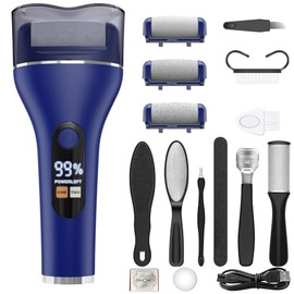 Electric Callus Remover for Feet Rechargeable Portable Electronic Foot File Pedicure Tools 16 in 1 Foot Callus Remover Kit Foot Scrubber to Remove Dead Skin (Blue)