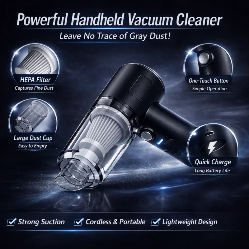 Cordless Handheld Vacuum Cleaner & Blower, Cordless Black Mini Portable