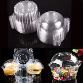50 Pack Clear Plastic Single Individual Cupcake Muffin Dome Holders Cases Boxes Cups Pods