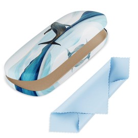 Tiexcnia Eyeglasses Case, Portable Protective Hard Shell Glasses Case with Cleaning Cloth for Men Women, Whale