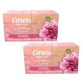 Barra de jabón Caress Daily Silk Beauty para unisex, 6 unidades, Paquete con 2