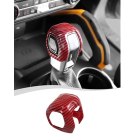 Hoolcar Interior Gear Shift Knob Cover Gear Shifter Protector Decor Compatible with Ford Bronco 2021-2025, Red Carbon Fiber