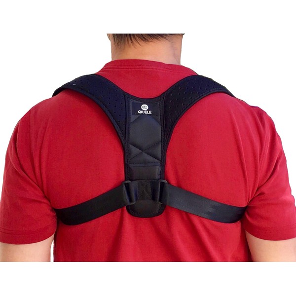 QK-ELE Posture Corrector Support Brace to Improve Bad Posture, Shoulder Alignment, Back Pain Relief for Men and Women (Reg 28 to 41)