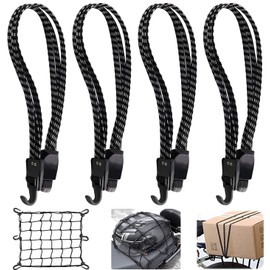 Lashing Strap Expander Bicycle Pannier Rack Rubber Tensioner 3-in-1 Luggage Straps with Hook Adjustable Elastic for Pannier Rack Bicycle Pannier Rack Motorcycle Luggage (4 Pieces Motorcycle Tie Down