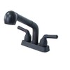 JS Jackson Supplies Dual Handle Pull Out Faucet, Black Finish, 4 Inch Center Set, Universal Utility Sink or Laundry Tub ABS Plastic Faucet with Spray Setting