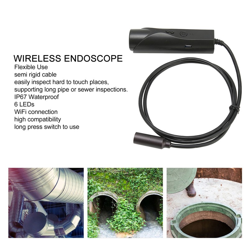 Wireless Endoscope Auto Focus IP67 Waterproof Zoomable HD WiFi Borescope