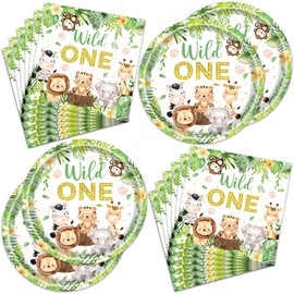 40Packs Wild 1's Birthday Party Supplies include 20 plates, 20 napkins for the Wild One party decoration (Wild One)