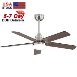 USA in Stock 42 Inch 5 Blade Ceiling Fan Modern Design High-end Ceiling Fan With Light and Remote ControlLamp Power(W): 18, Color: Black, Emitting Color: 3CCT, Wattage: 35W