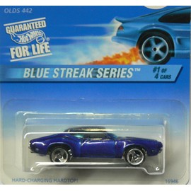 Hot Wheels Mattel 1997 Blue Streak Series 1:64 Scale Blue Olds 442 Die Cast Car 1/4