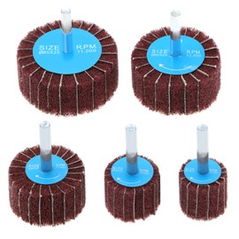 Be In Your Mind Pack of 5 Coarse Fleece Interleaf Flap Discs Pad 120 Grit 6 mm Shaft Sanding Disc Nylon Fibre Scouring Pad for Rotary Tool 25/30/40/50/60 mm Red