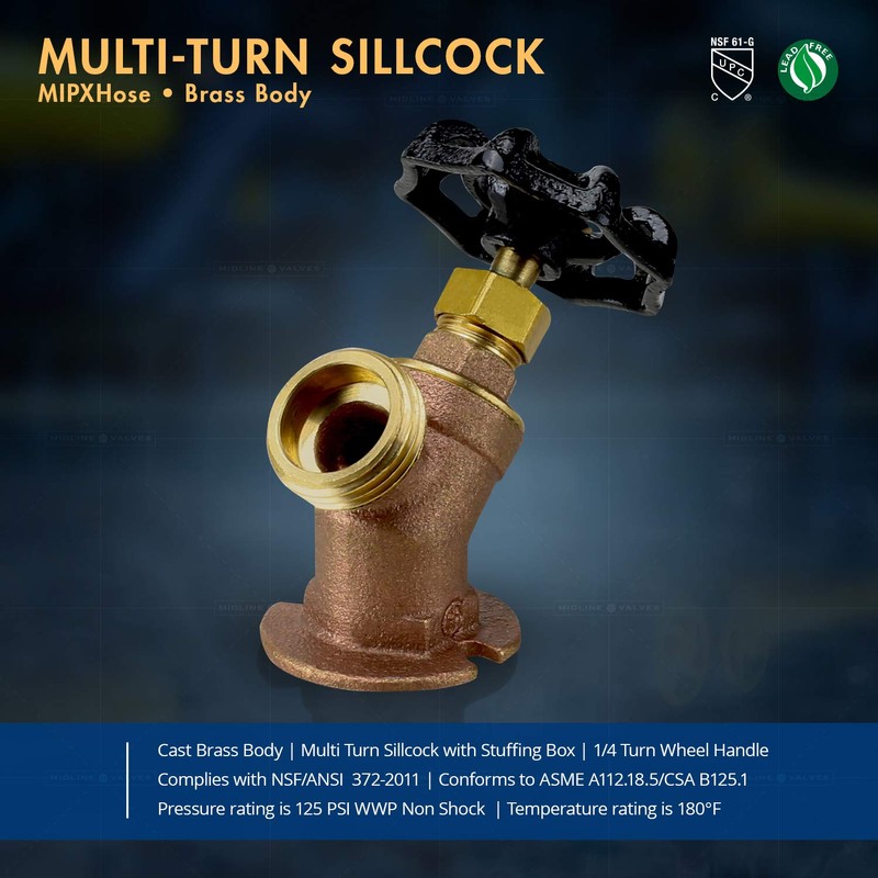 Everflow Supplies 4712-NL 1/2" No Lead Multiturn Sillcock With IPS