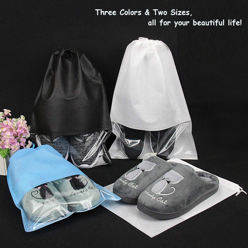 12PCS Portable Travel Shoe Bags with Transparent Windows Waterproof Non-Woven