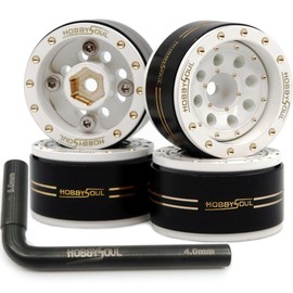 HOBBYSOUL Adjustable Offset 1.0 Beadlock Wheels Brass Rims, Negative Offset Heavy 1.0 Wheels 44g/Rim for RC Micro Crawler 1/18 TRX4M Axial SCX24 90081, (4-Pack)