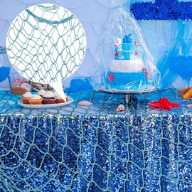 Abizarch 2 Pcs Fish Netting Decoration Beige Nautical Fish Net Cotton Decorative Fishing Net Wall Hangings Fishnet Fish Netting for Beach Mermaid Party Home 39.4 x 78.7in ZHAZHAMO