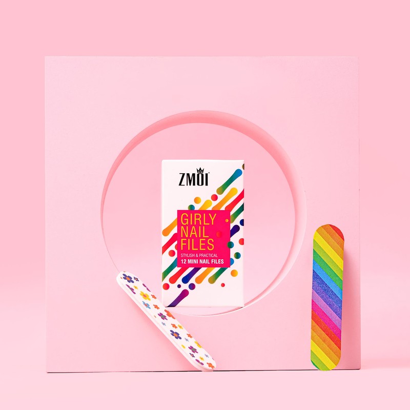 ZMOI (1 Dozen) Colorful Girly Mini Emery Board Nail Files