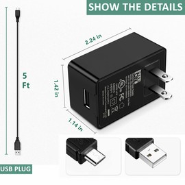 FITE ON Micro USB Cable & Wall Charger Replacement for Dremel HSFL-01 4V USB Rechargeable Cordless Flashlight Power Supply Charger