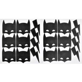Superhero Reusable Wall Decal - Black (20 Pcs) | Black Masks Wall Decal | Superhero Wall Stickers | Lightning bolt wall decal stickers | Superhero decals for walls | Superhero Wall Art