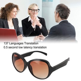Annadue Smart Glasses, Stylish Wireless Bluetooth Smart Translation Sunglasses with Built-in Microphone Speaker, Voice Translator. Intelligent Glasses Supports 137