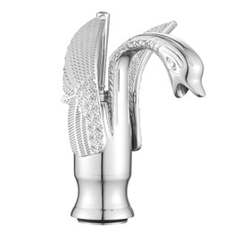 GGStudy Chrome Bathroom Faucet Swan Shape Single Handle One Hole Bathroom Vanity Faucet Basin Tap Deck Mount Lavatory