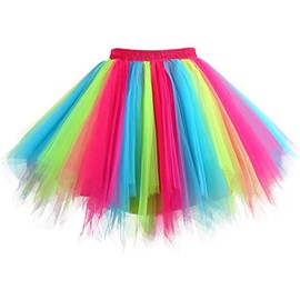 Smile Fish Women's Rainbow Tutu Skirts Tulle Costume Pride Graphic Skirt,XL