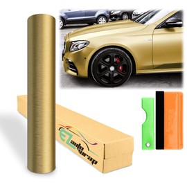 60"x120" (5FTx10FT) Brushed Aluminum Gold Vinyl Wrap DIY Decal Sheet Film Car Auto Vehicle Motorcycle Air Release Bubble Free Self Adhesive Peel and Stick Free Tool Kit