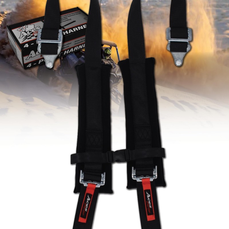 (Black) 4 Point Harness - 2 Inch Webbing and Padding