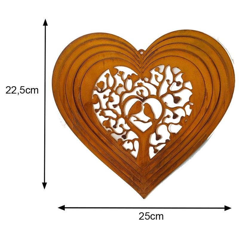 Wind Chime for Outdoor Use in 3D Heart with Birds