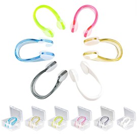 JOCXZI Pack of 6 swimming nose clips, anti-slip nose clip for swimming, gentle allergy-proof nose clip with storage box for adults and children, swimming, free divers and beginners