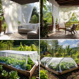 White DIY Mosquito Net Fabric | 10x20 FT Netting | Insect Cover for Garden, Patio, Outdoor & Windows | Multiple Sizes in Black, White & Green | Raised Bed Screen Mesh Barrier