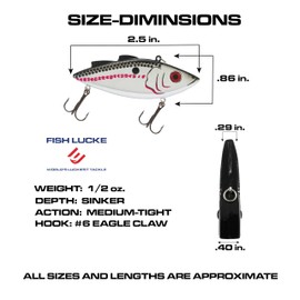 Fish Luck E All American Rattler Crankbait (1/2 Ounce) 2.25 Inch Rattling Crank Bait Lure, Made in The USA, Chrome Black