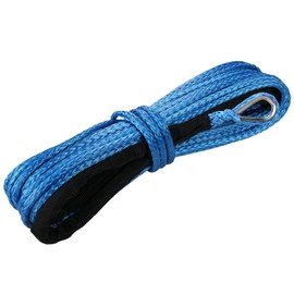 WROUGH 3/16 in x 50 ft Synthetic Winch Rope with Protecting Sleeve and Thimble, 8,350 lb Break Strength - Heavy Duty Winch Rope for ATV, UTV, Boat Trailer, Jeep, Quad, Polaris, Winch Cable (Blue)