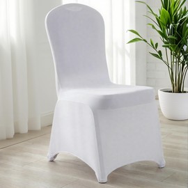 MAQIHAN Chair Covers - 3PCS Folding Chair Covers Spandex Stretch White Seat Covers for Wedding, Banquet, Party, Birthday, Dining, Decorations (White)