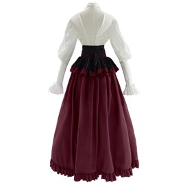 CR ROLECOS Red Victorian Dress Women 1800s Edwardian Costume 2-Piece Victorian Costume Ball Gown M