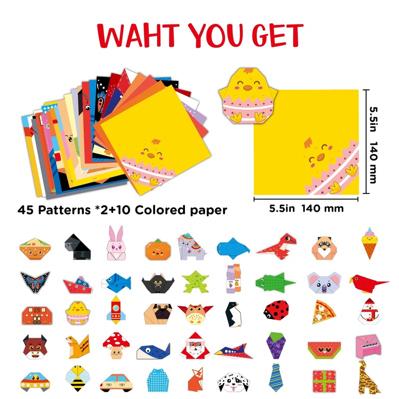 Origami Kit for Kids Ages 5-8 8-12, 100 Sheets Double