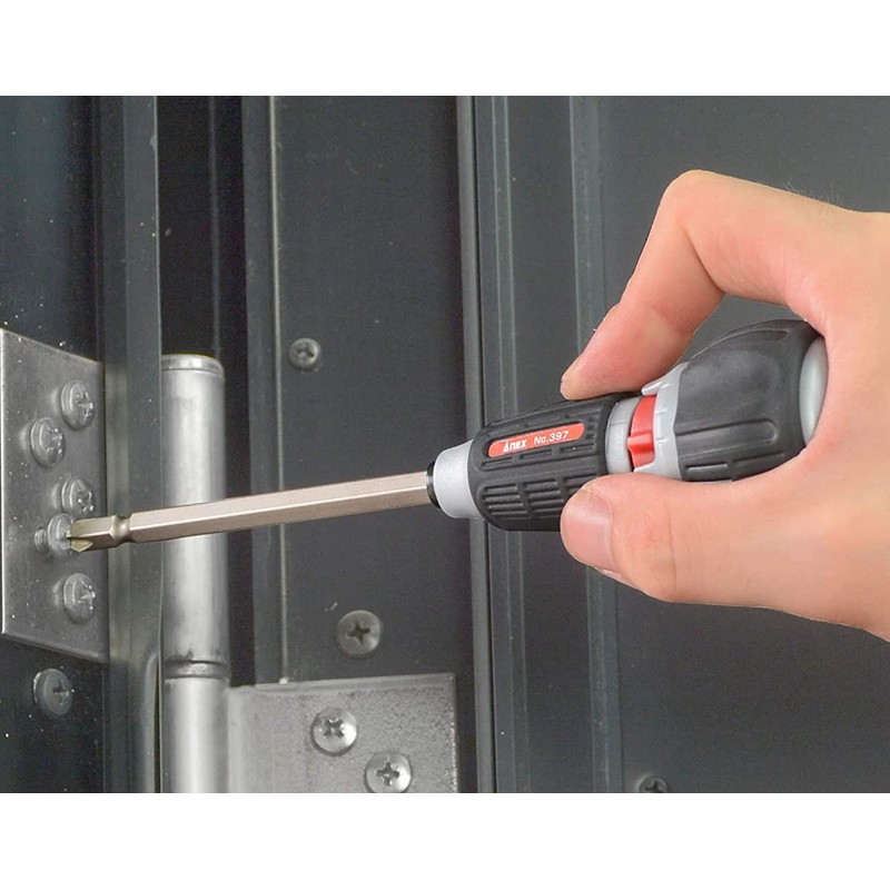 ANEX Ratcheting Screwdriver Ball Handle, Japanese Heavy Duty Magnetic Bit