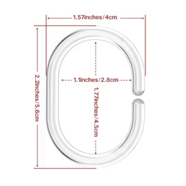Plastic Shower Curtain Hooks C Shape Shower Curtain Rings for Bathroom Shower Rod Window Curtains Hanger (12, Clear)
